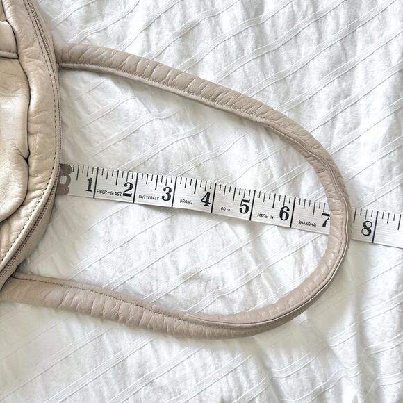 Vintage Julia Duren Beige Leather Handbag Rain Guarded USA Made - Picture 13 of 16